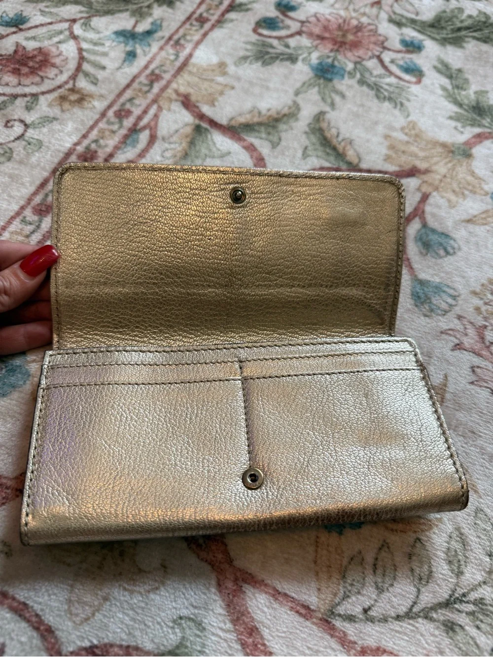 Chloé Metallic Gold Leather Long Wallet